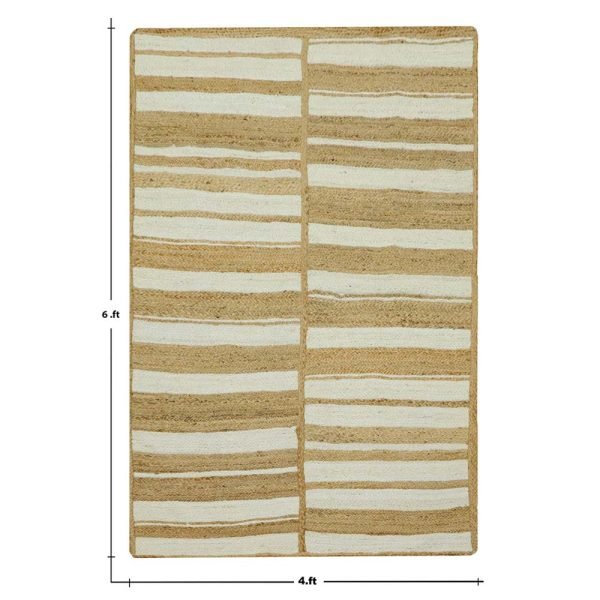 Handmade White Beige Home Decor Jute Area Rug - Image 5