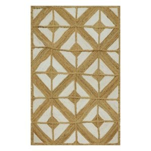 Hand-Braided White Beige Kitchen Jute Rug