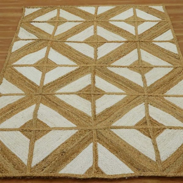 Hand-Braided White Beige Kitchen Jute Rug - Image 3