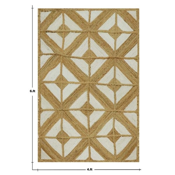 Hand-Braided White Beige Kitchen Jute Rug - Image 5