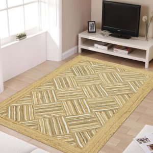 Hand-Braided Beige Jute Living Room Rug