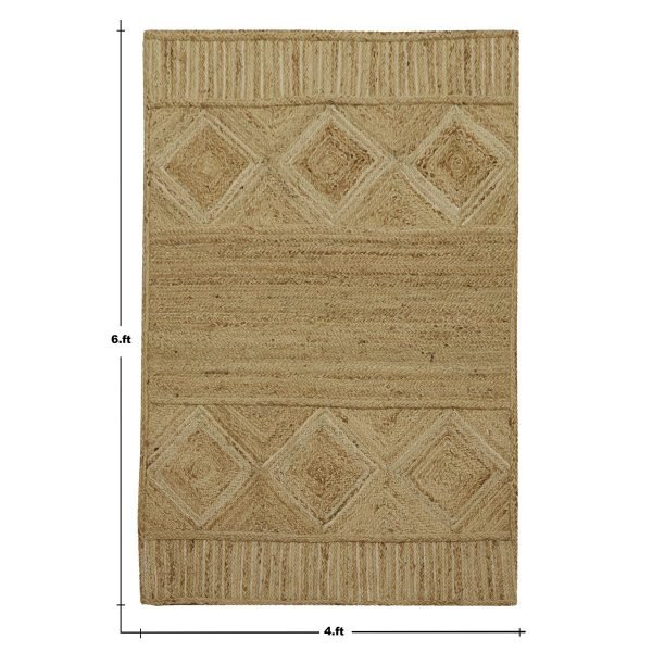Hand Braided Beige White Geometric Jute Rug - Image 6