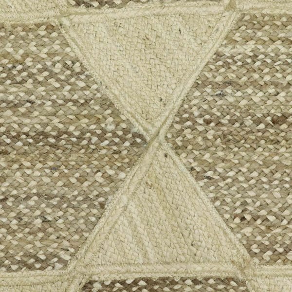 Handcrafted White Beige Geometric Rug - Image 4