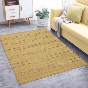 Indian Beige Geometric Hand Braided Rug