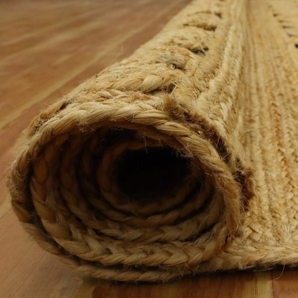 Indian Beige Geometric Hand Braided Rug - Image 3