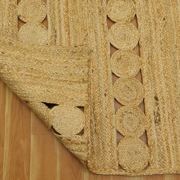 Indian Beige Geometric Hand Braided Rug - Image 4