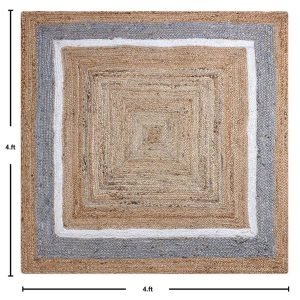 Geometric Hand Braided Jute Area Rugs