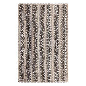 White Black Hand Braided Cotton Jute Area Rug