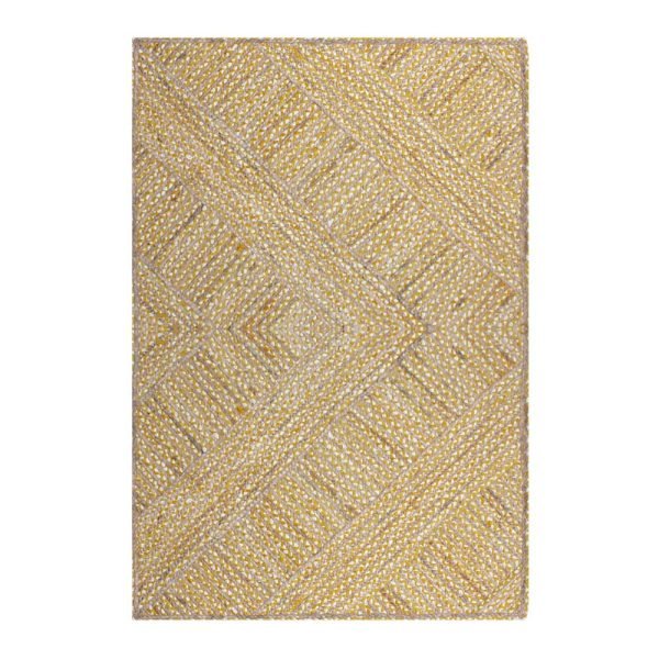 Yellow Hand Braided Cotton Jute Area Rug
