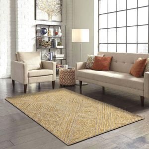 Yellow Hand Braided Cotton Jute Area Rug