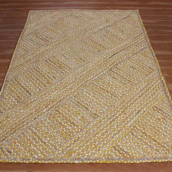Yellow Hand Braided Cotton Jute Area Rug - Image 3