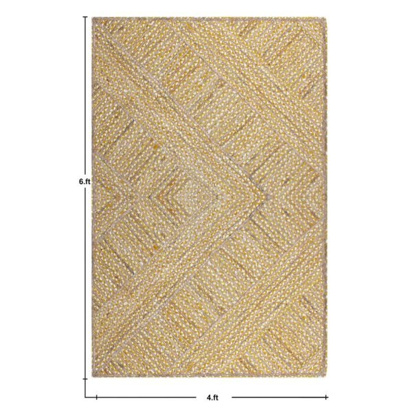 Yellow Hand Braided Cotton Jute Area Rug - Image 5