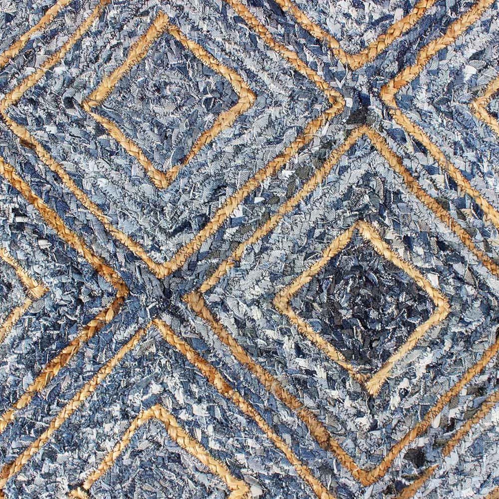 Blue Hand Braided Cotton Jute Runner Area Rug - Image 4