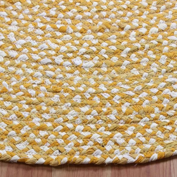 Round handmade rug yellow cotton and jute - Image 5