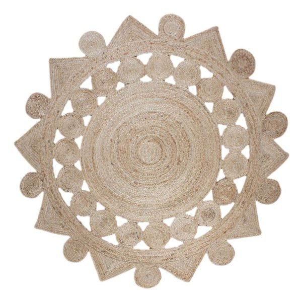 Hand Braided Jute Round Beige Area Rug