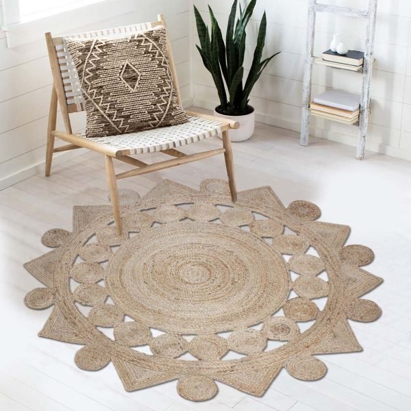 Hand Braided Jute Round Beige Area Rug - Image 2