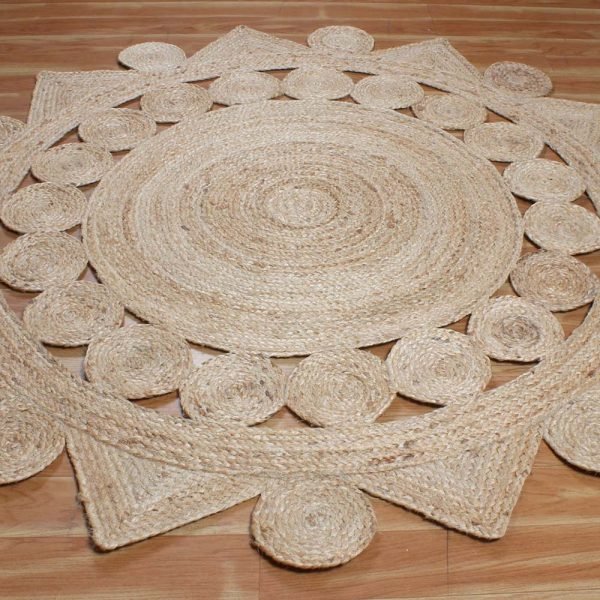 Hand Braided Jute Round Beige Area Rug - Image 3