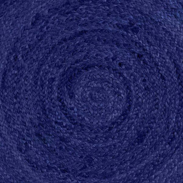 Indian Handmade Jute Round Blue Area Rug - Image 4