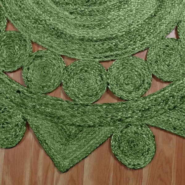 Round Hand Braided Jute Green Large Area Rug - Image 3