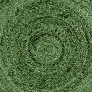 Round Hand Braided Jute Green Large Area Rug