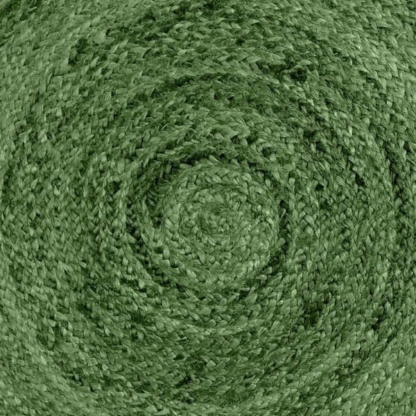 Round Hand Braided Jute Green Large Area Rug - Image 2
