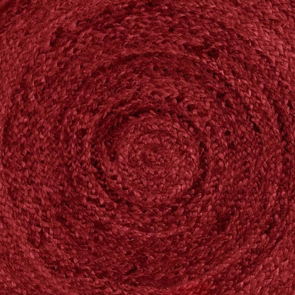 Round Hand Braided Jute Maroon Large Area Rug - Image 4