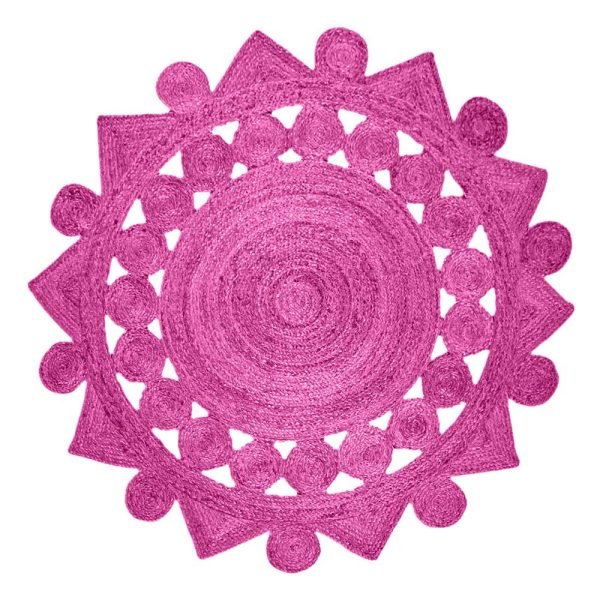 Pink Indian Handmade Jute Round Area Rug