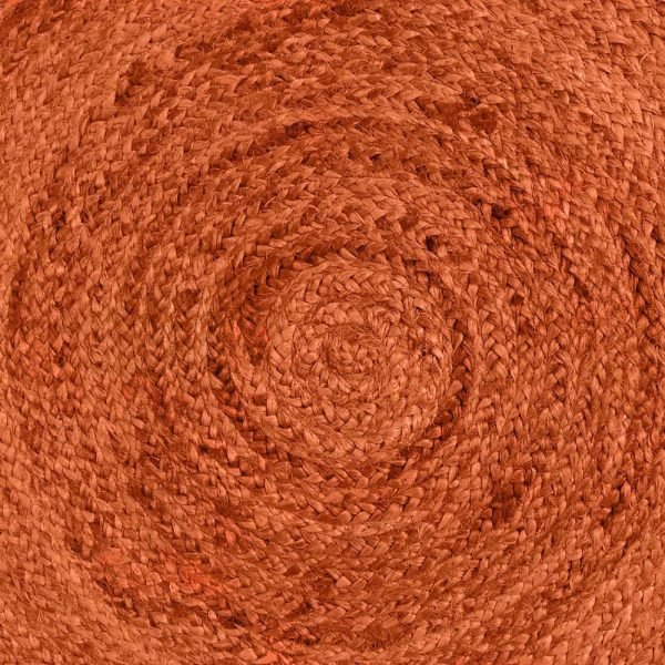 Orange Indian Handmade Jute Round Area Rug - Image 4