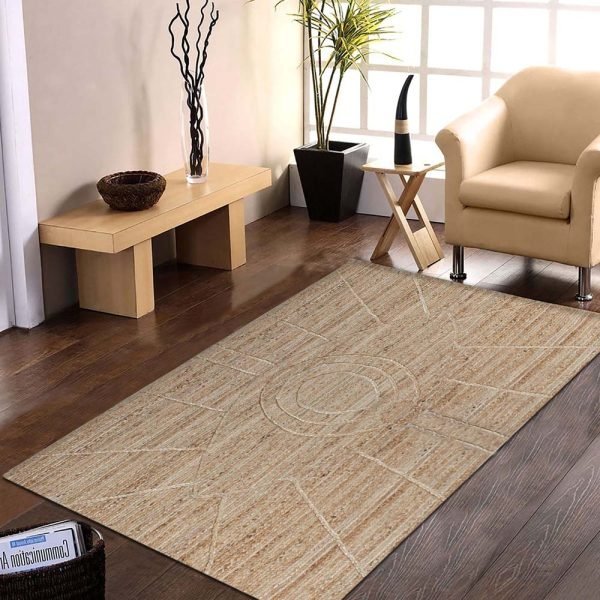 Hand Braided Jute Beige Geometric Area Rug - Image 2