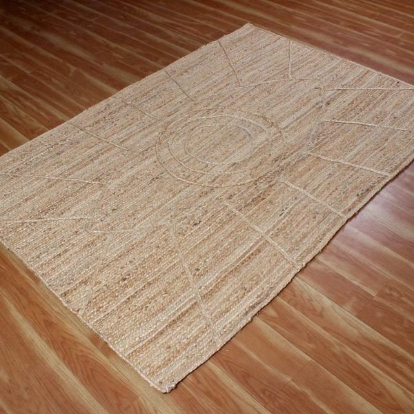 Hand Braided Jute Beige Geometric Area Rug - Image 3