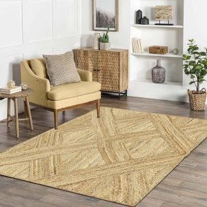 Handmade Beige Jute Geometric Area Rug