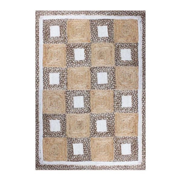 4x6 Beige Hand Braided Modern Jute Dhurrie