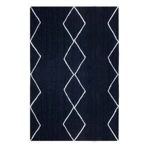 Hand Braided Blue White Jute Large Area Rug
