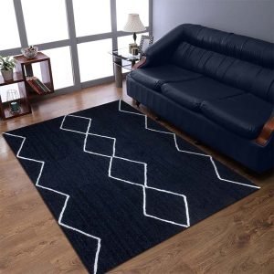 Hand Braided Blue White Jute Large Area Rug