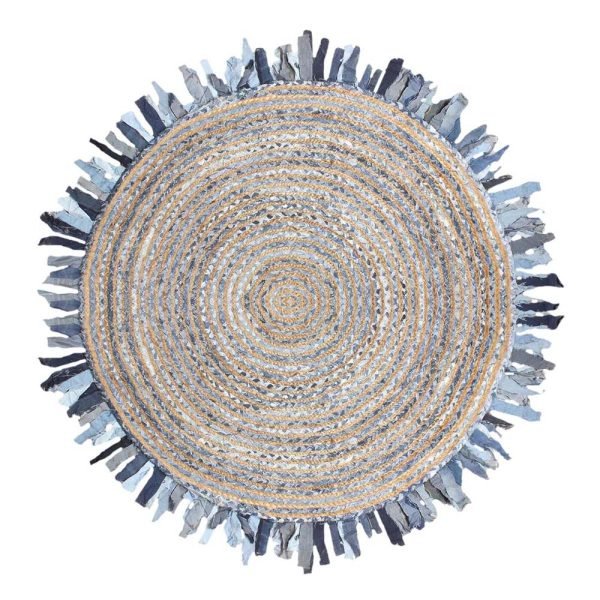 Handmade Cotton Jute Beige Round Area Rug