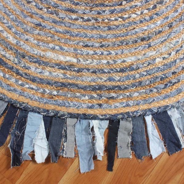 Handmade Cotton Jute Beige Round Area Rug - Image 4