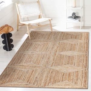 Indian Hand Braided Jute Beige Farm Area Rug