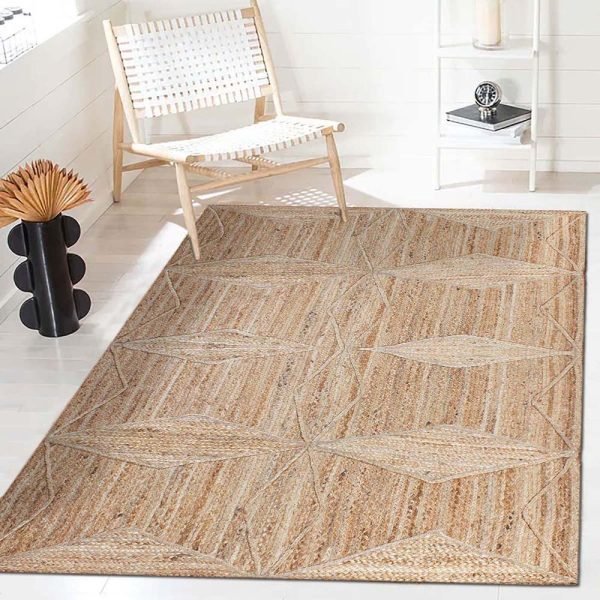 Indian Hand Braided Jute Beige Farm Area Rug - Image 2