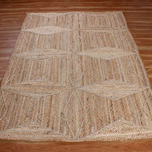 Indian Hand Braided Jute Beige Farm Area Rug - Image 3