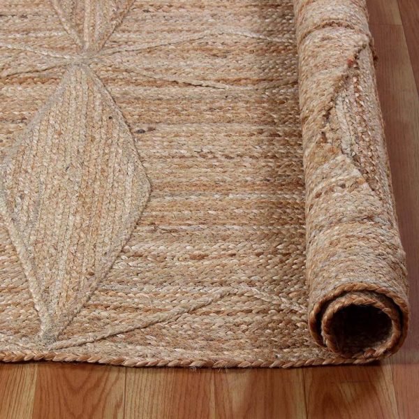 Indian Hand Braided Jute Beige Farm Area Rug - Image 5
