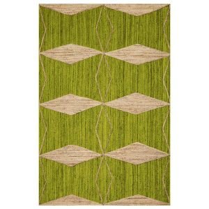 Indian Hand Braided Jute Beige Green Area Rug