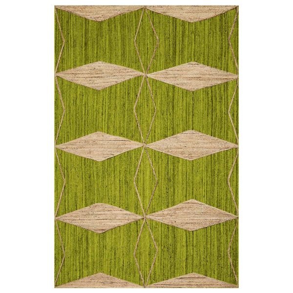 Indian Hand Braided Jute Beige Green Area Rug