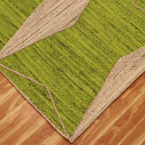 Indian Hand Braided Jute Beige Green Area Rug - Image 5