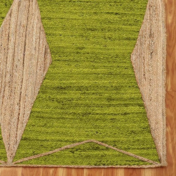 Indian Hand Braided Jute Beige Green Area Rug - Image 6