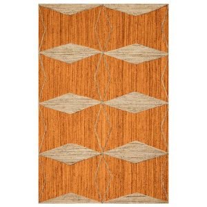 Orange Beige Hand Braided Jute Outdoor Rug