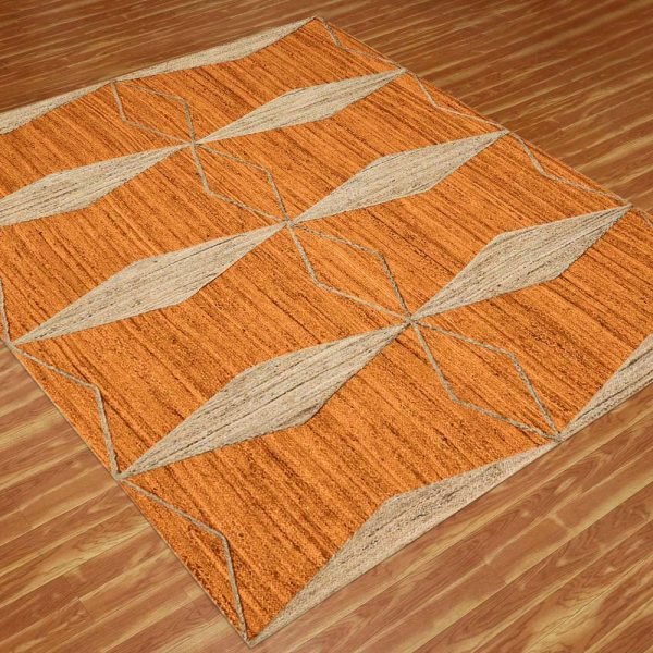 Orange Beige Hand Braided Jute Outdoor Rug - Image 3