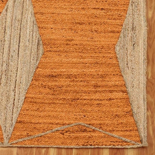 Orange Beige Hand Braided Jute Outdoor Rug - Image 4