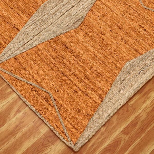 Orange Beige Hand Braided Jute Outdoor Rug - Image 5
