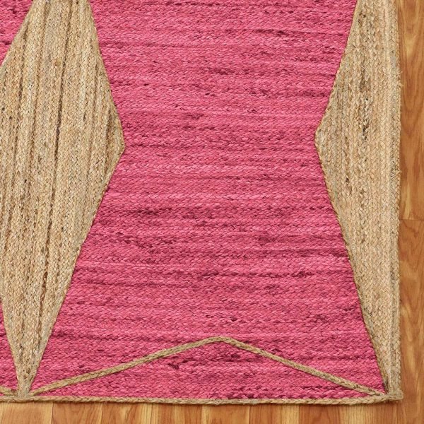 Geometric Area Rug Handmade Pink Jute Rug - Image 5