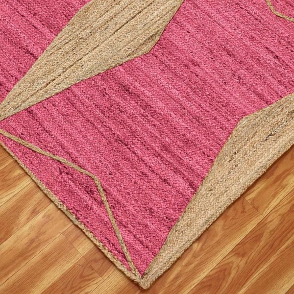 Geometric Area Rug Handmade Pink Jute Rug - Image 6